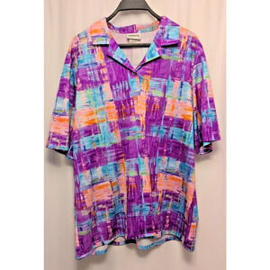 80s womens vtg bonworth L mexico purple blue button down